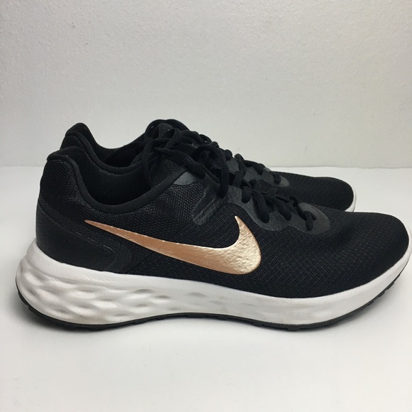 Nike Womens Revolution 6 Running Shoes Black Rose Gold 8.5 - Picture 3 of 12
